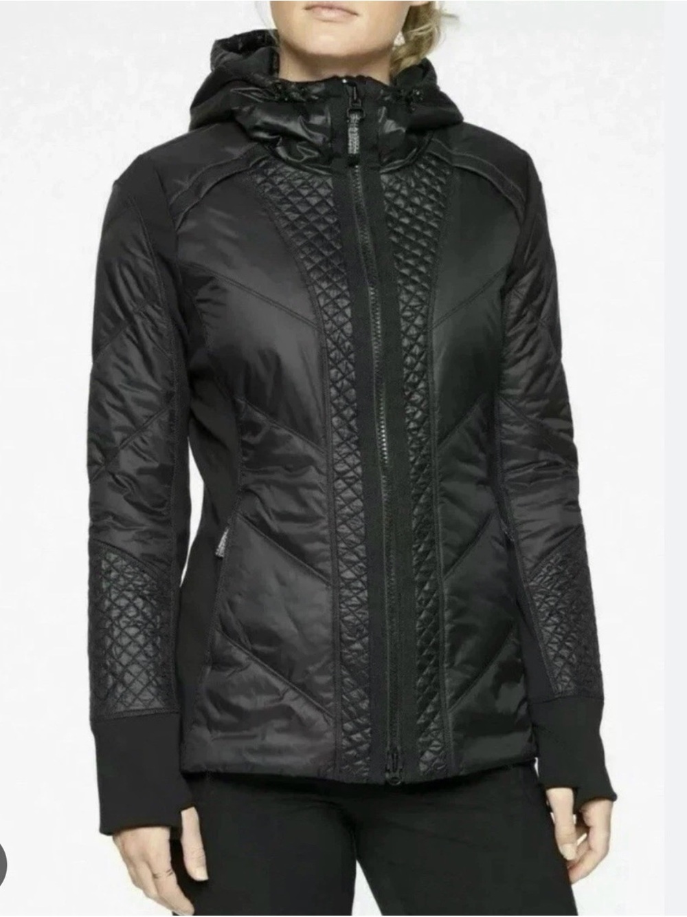 Athleta Women's Rockridge Quilted Hooded Jacket - Black